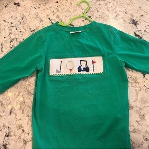 Kids Long Sleeve Golf Theme Shirt - Green